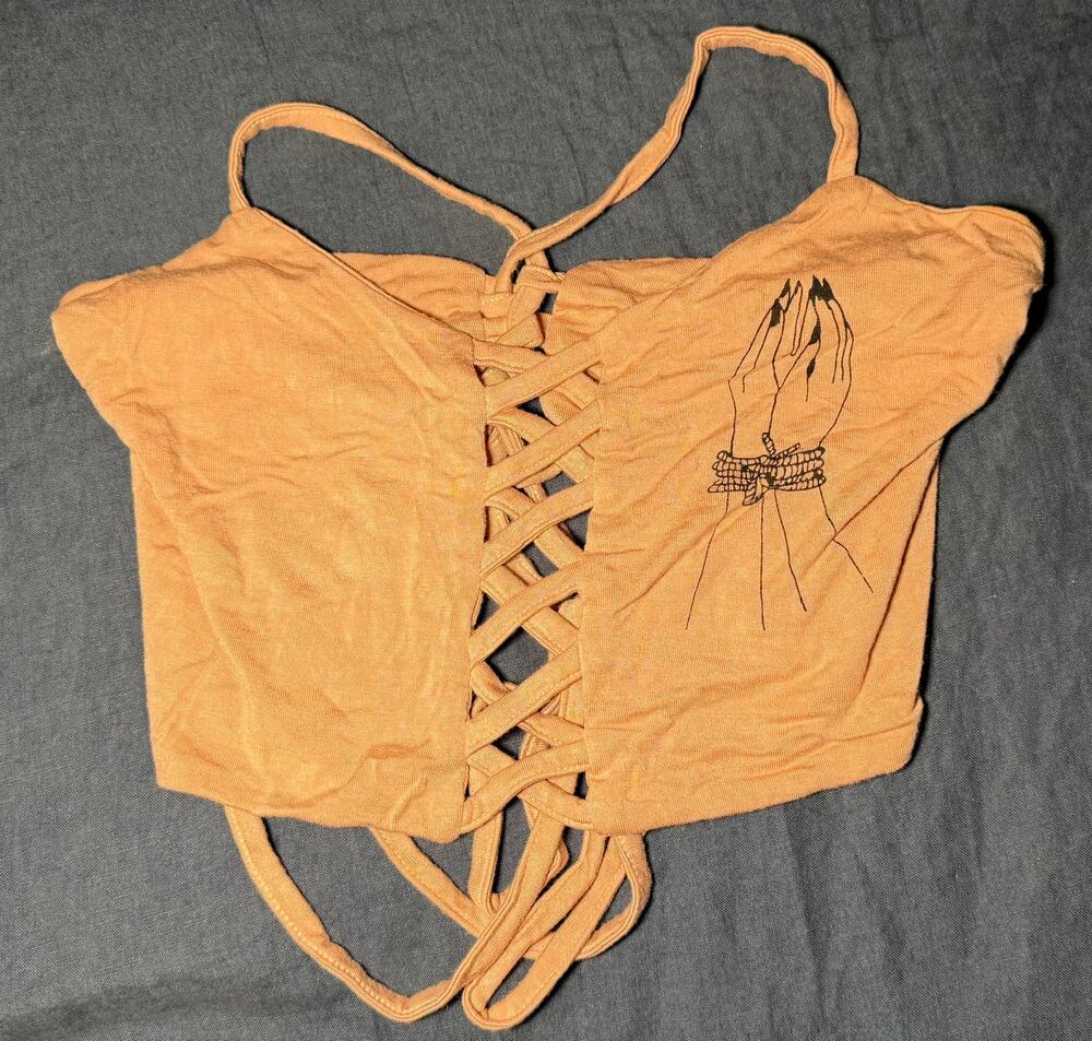 O-Mighty Tie Back Crop Top Size Small - Out of Print